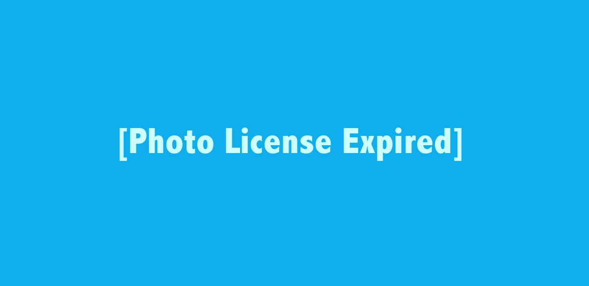Blue box shows notation: “Photo license expired”